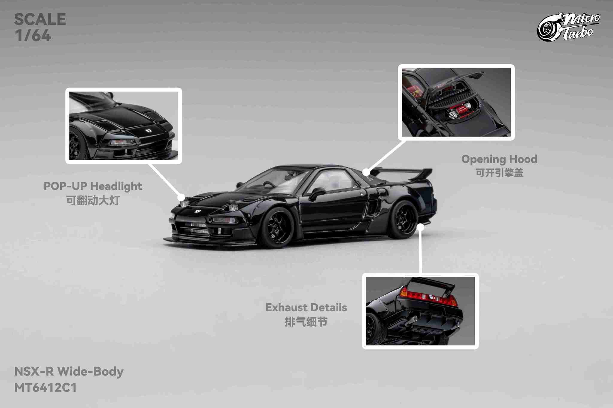 Micro Turbo Honda NSX Wide Body - Black | Garage One64